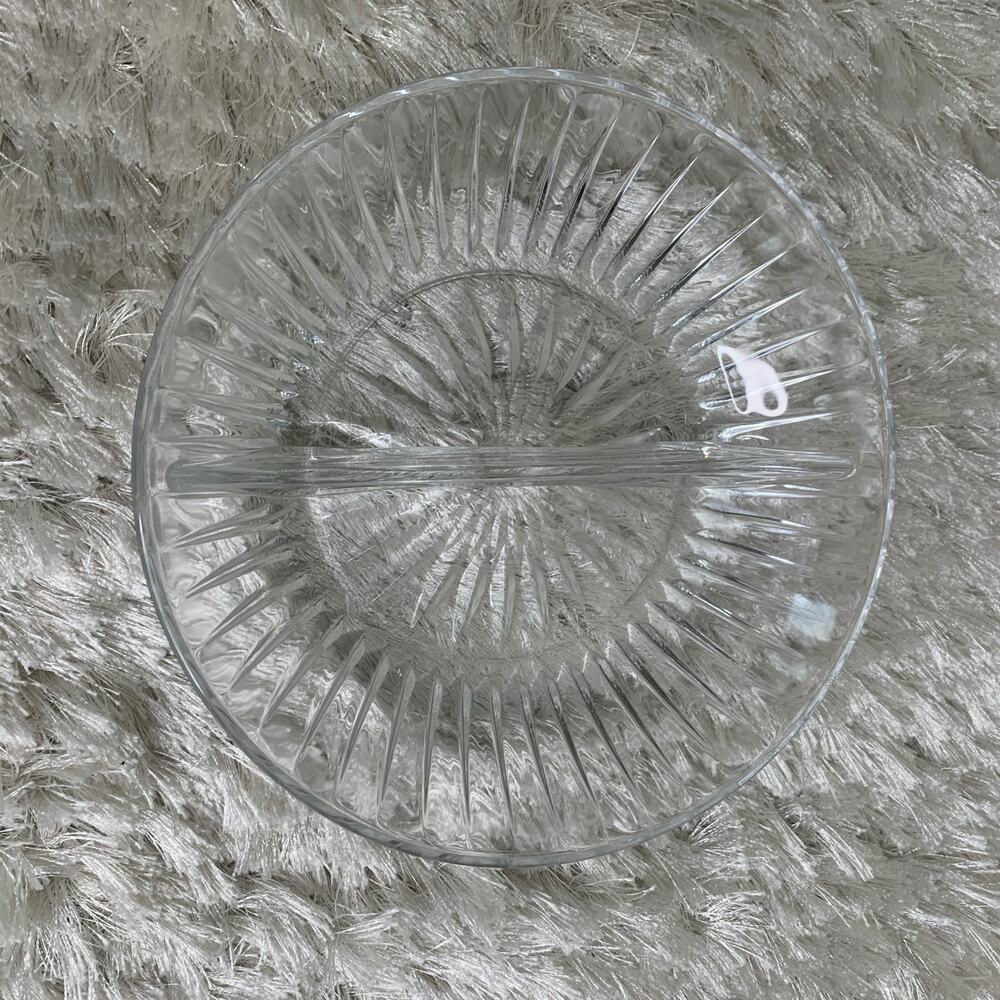 Princess House #870 Highlights Divided Leaded Crystal Serving Bowl/Dish 8" EUC